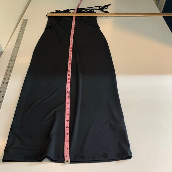Abercrombie & Fitch Dress Womens S Small Black Bodycon Halter Keyhole Lined Midi - Picture 7 of 16